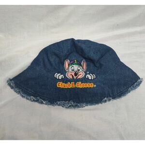 Chuck E Cheese Blue Denim Bucket Hat Child Mouse Ears Souvenir Vintage Y2k